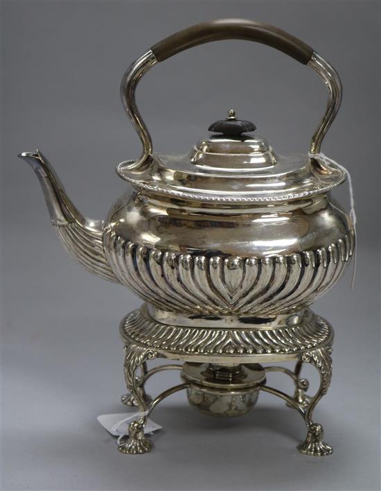 A silver kettle on stand, Sheffield 1893, Makers Atkin Bros., approx 42oz